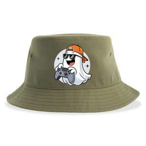 Halloween Ghost Gamer Scary Costume Gaming Cool Gift Sustainable Bucket Hat