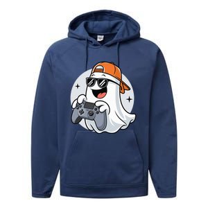 Halloween Ghost Gamer Scary Costume Gaming Cool Gift Performance Fleece Hoodie