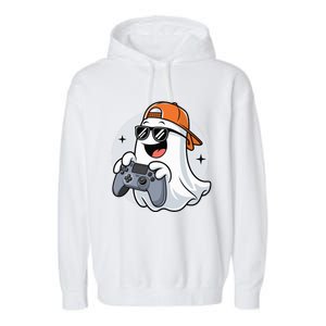 Halloween Ghost Gamer Scary Costume Gaming Cool Gift Garment-Dyed Fleece Hoodie