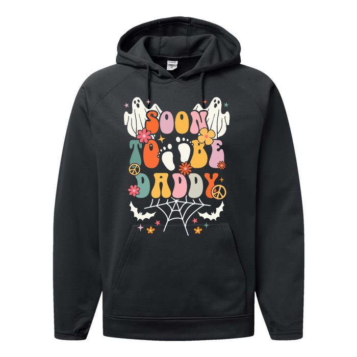 Halloween Groovy Ghost Soon to Be Daddy Halloween Pregnancy Performance Fleece Hoodie