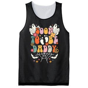 Halloween Groovy Ghost Soon to Be Daddy Halloween Pregnancy Mesh Reversible Basketball Jersey Tank