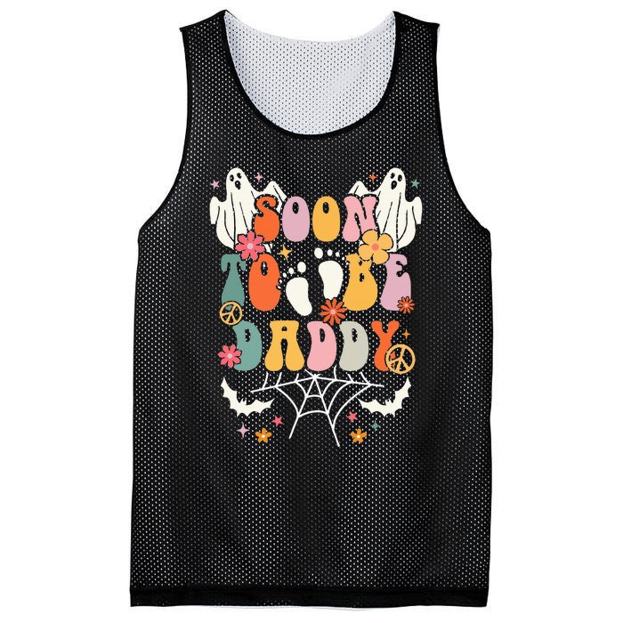 Halloween Groovy Ghost Soon to Be Daddy Halloween Pregnancy Mesh Reversible Basketball Jersey Tank