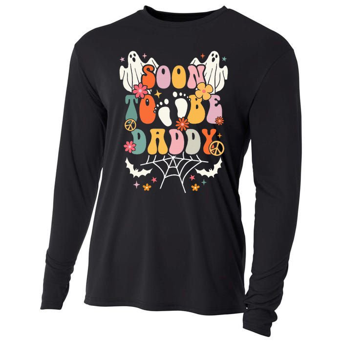 Halloween Groovy Ghost Soon to Be Daddy Halloween Pregnancy Cooling Performance Long Sleeve Crew