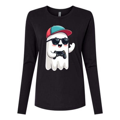 Halloween Ghost Gamer Scary Gaming Controllers Cool Gift Womens Cotton Relaxed Long Sleeve T-Shirt