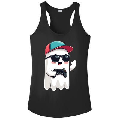 Halloween Ghost Gamer Scary Gaming Controllers Cool Gift Ladies PosiCharge Competitor Racerback Tank