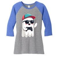 Halloween Ghost Gamer Scary Gaming Controllers Cool Gift Women's Tri-Blend 3/4-Sleeve Raglan Shirt