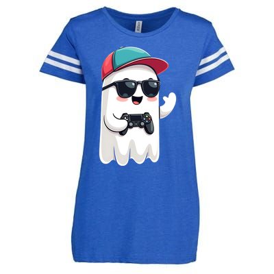 Halloween Ghost Gamer Scary Gaming Controllers Cool Gift Enza Ladies Jersey Football T-Shirt