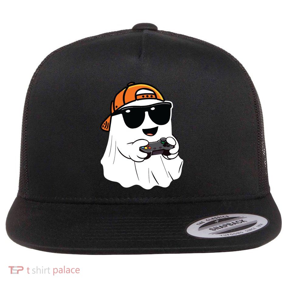 Halloween Ghost Gamer Scary Costume Gaming Flatbill Hat