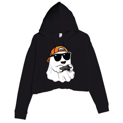 Halloween Ghost Gamer Scary Costume Gaming Crop Fleece Hoodie