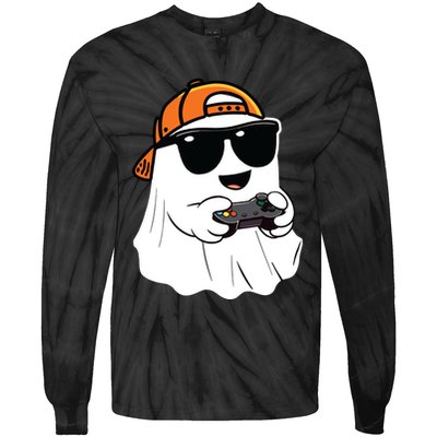 Halloween Ghost Gamer Scary Costume Gaming Tie-Dye Long Sleeve Shirt