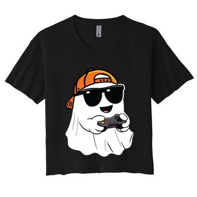 Halloween Ghost Gamer Scary Costume Gaming Crop Top