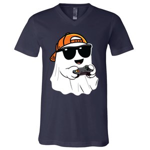 Halloween Ghost Gamer Scary Costume Gaming V-Neck T-Shirt