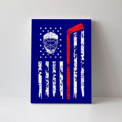 Hockey Goalie Gift USA Flag Hockey Stick Ice Canvas