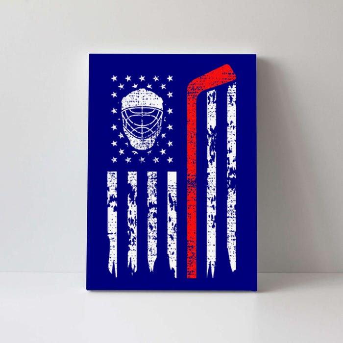 Hockey Goalie Gift USA Flag Hockey Stick Ice Canvas