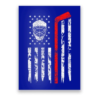 Hockey Goalie Gift USA Flag Hockey Stick Ice Poster