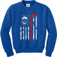 Hockey Goalie Gift USA Flag Hockey Stick Ice Kids Sweatshirt