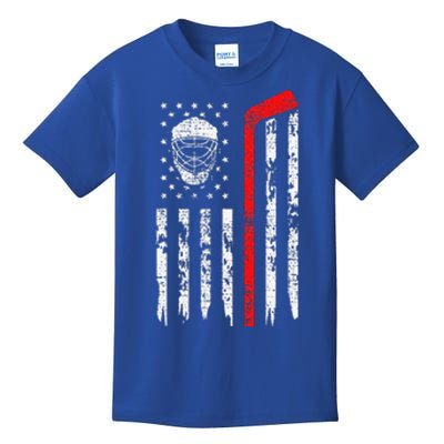 Hockey Goalie Gift USA Flag Hockey Stick Ice Kids T-Shirt