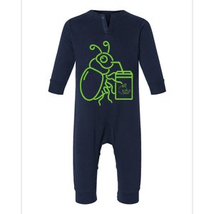 Halloween Graphic Green Halloween Beetle Drink Juice Infant Fleece One Piece