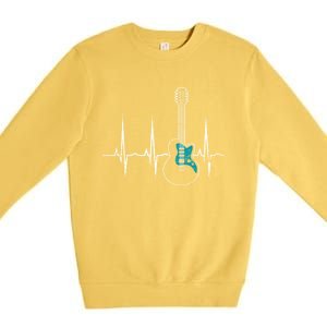 Heartbeat Guitarist Guitar Gift Premium Crewneck Sweatshirt