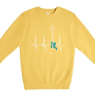 Heartbeat Guitarist Guitar Gift Premium Crewneck Sweatshirt