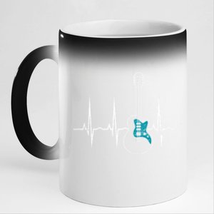 Heartbeat Guitarist Guitar Gift 11oz Black Color Changing Mug