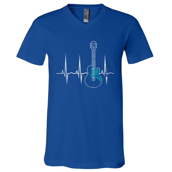 Heartbeat Guitarist Guitar Gift V-Neck T-Shirt