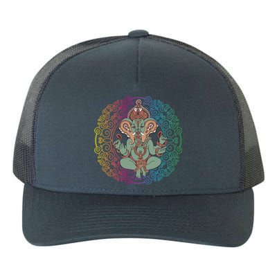 Hindu God Ganesha Ganesh Elephant Dala Yoga Meditation Funny Gift Yupoong Adult 5-Panel Trucker Hat