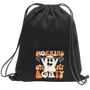 Halloween Gym Ghost Workout Funny Working On My Booty Retro Sweatshirt Cinch Pack Bag