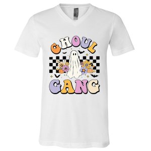 Halloween Ghoul Gang Groovy Hey Boo Pumpkin Boo Crew Funny  V-Neck T-Shirt