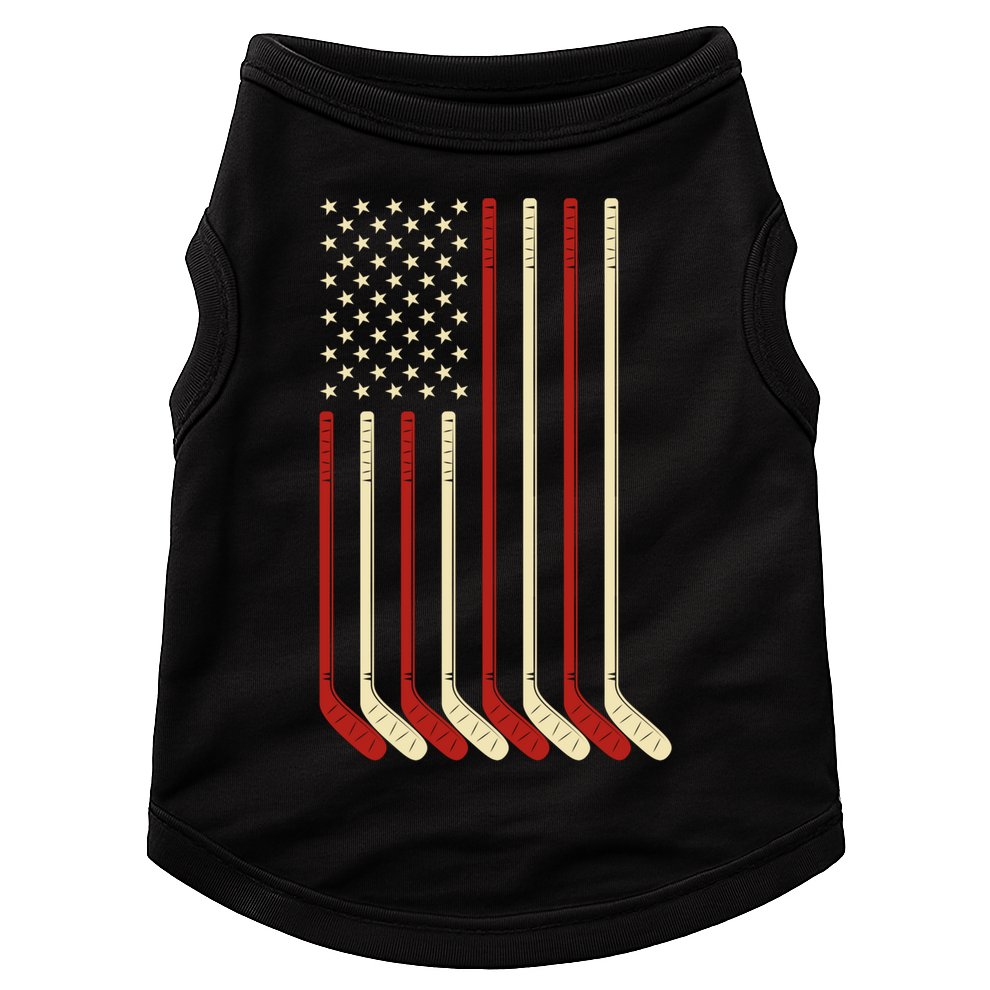 Hockey Goalie Gift Usa Flag Hockey Stick Ice Hockey Gift Doggie Tank