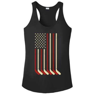 Hockey Goalie Gift Usa Flag Hockey Stick Ice Hockey Gift Ladies PosiCharge Competitor Racerback Tank