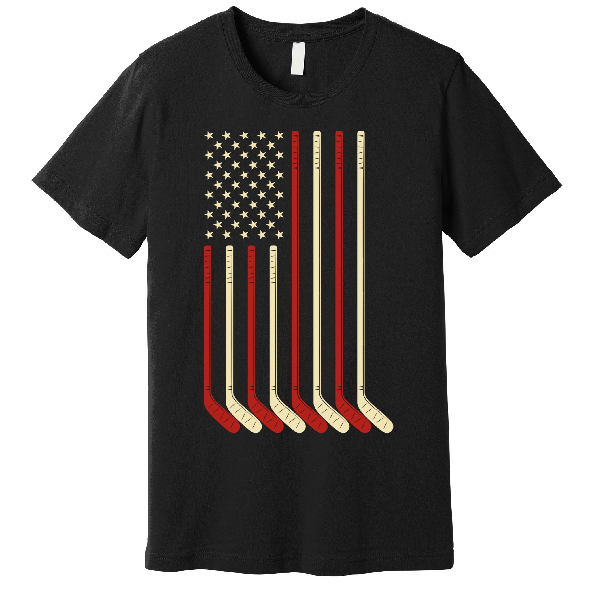 Hockey Goalie Gift Usa Flag Hockey Stick Ice Hockey Gift Premium T-Shirt