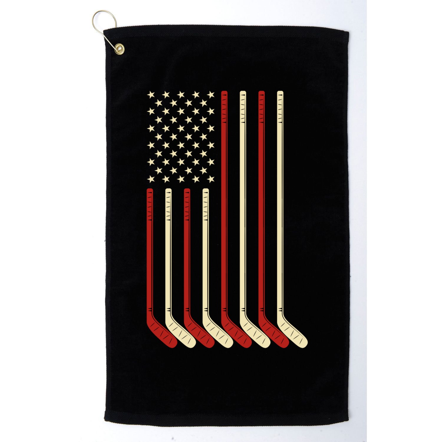 Hockey Goalie Gift Usa Flag Hockey Stick Ice Hockey Gift Golf Towel