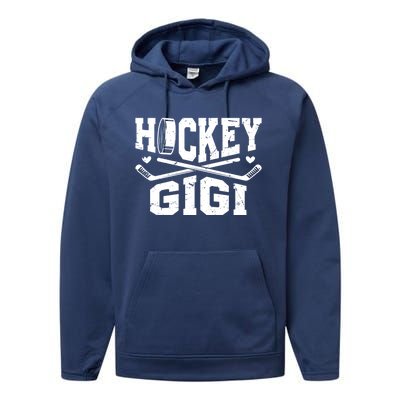 Hockey Gigi Grandma Gigi Of A Hockey Player Gigi Gift Performance Fleece Hoodie