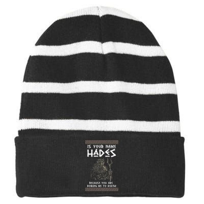 Hades Greek God And Ancient Greek Mythology History Buff Striped Beanie with Solid Band