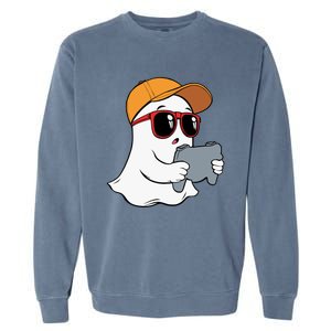 Halloween Ghost Gamer Scary Costume Gaming Gift Garment-Dyed Sweatshirt