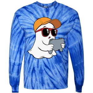 Halloween Ghost Gamer Scary Costume Gaming Gift Tie-Dye Long Sleeve Shirt