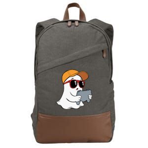 Halloween Ghost Gamer Scary Costume Gaming Gift Cotton Canvas Backpack