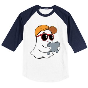 Halloween Ghost Gamer Scary Costume Gaming Gift Baseball Sleeve Shirt