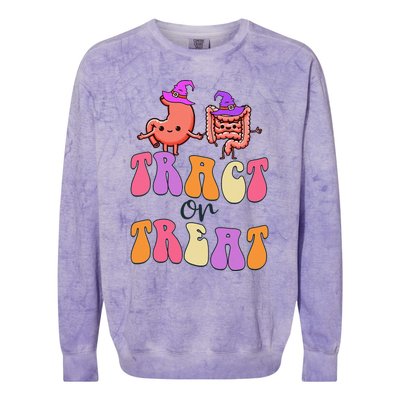 Halloween Gastro Gastroenterology Gi Nurse Tract Or Treat Colorblast Crewneck Sweatshirt