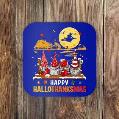 Halloween Gnomes Happy HalloThanksMas Thanksgiving Christmas Coaster