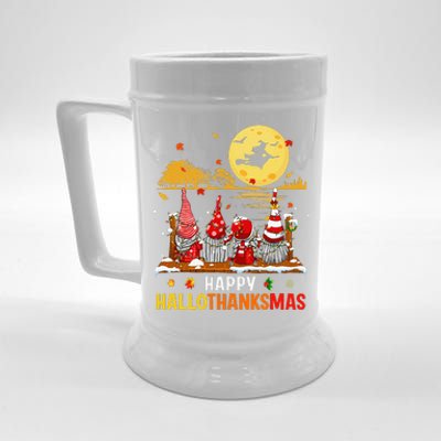 Halloween Gnomes Happy HalloThanksMas Thanksgiving Christmas Beer Stein