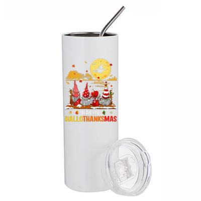 Halloween Gnomes Happy HalloThanksMas Thanksgiving Christmas Stainless Steel Tumbler