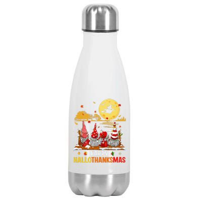 Halloween Gnomes Happy HalloThanksMas Thanksgiving Christmas Stainless Steel Insulated Water Bottle