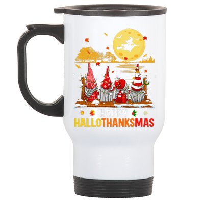 Halloween Gnomes Happy HalloThanksMas Thanksgiving Christmas Stainless Steel Travel Mug