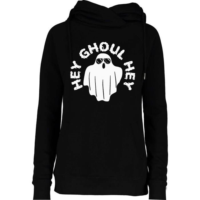 Hey Ghoul Hey Funny Halloween Boo Spooky Trick Or Treat Womens Funnel Neck Pullover Hood