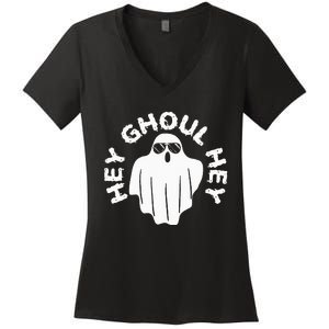 Hey Ghoul Hey Funny Halloween Boo Spooky Trick Or Treat Women's V-Neck T-Shirt