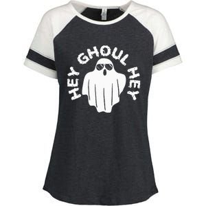 Hey Ghoul Hey Funny Halloween Boo Spooky Trick Or Treat Enza Ladies Jersey Colorblock Tee