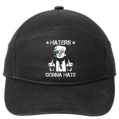 Haters Gonna Hate Middle Finger Funny Trump 2024 President 7-Panel Snapback Hat