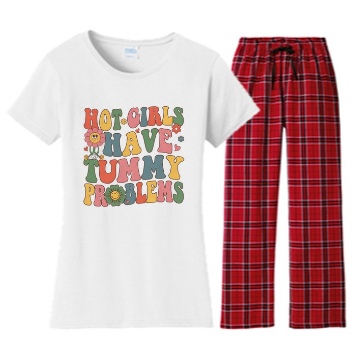 Hot Girl Have Tummy Problems Women's Flannel Pajama Set